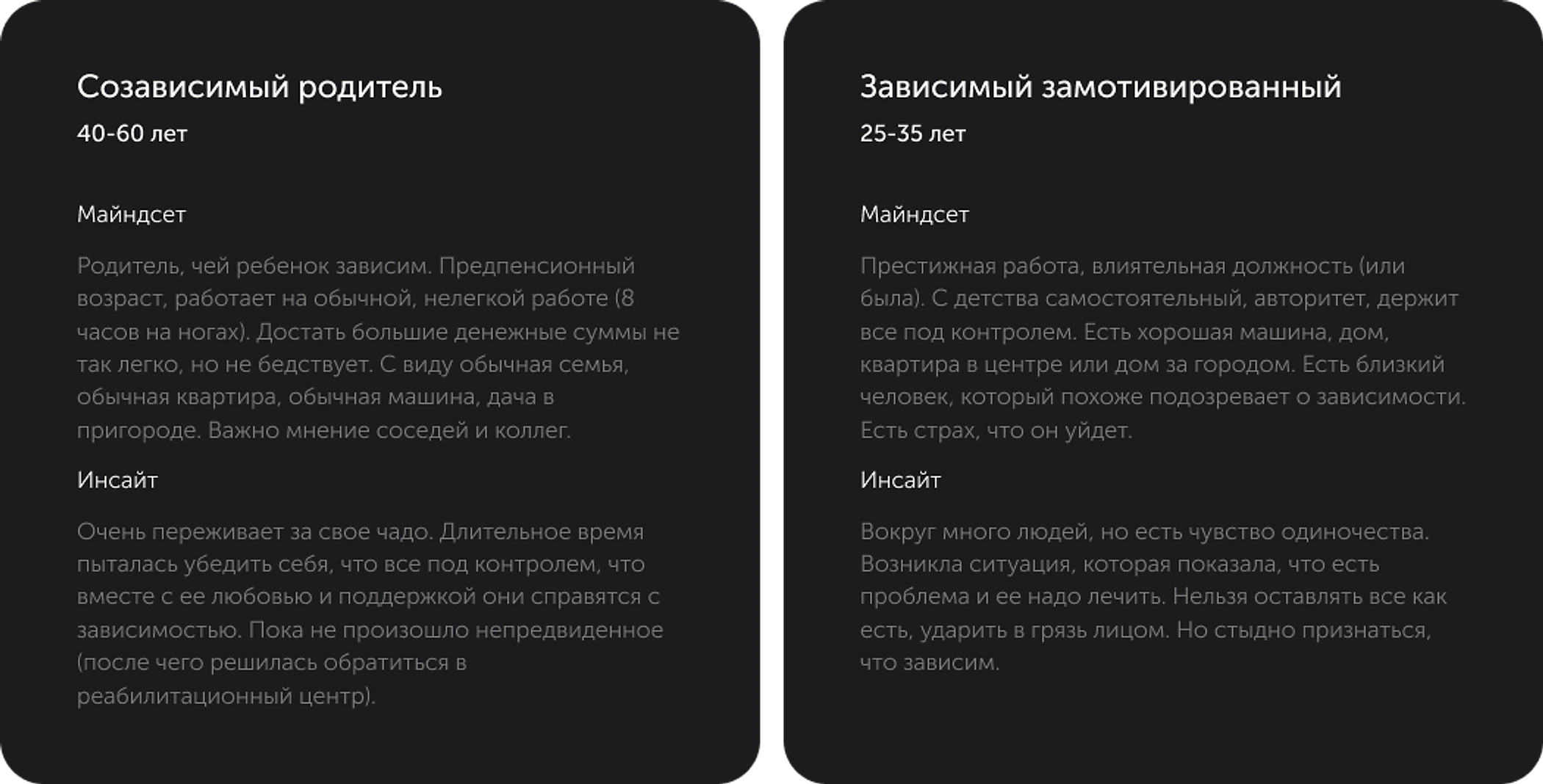 Портреты основной аудитории