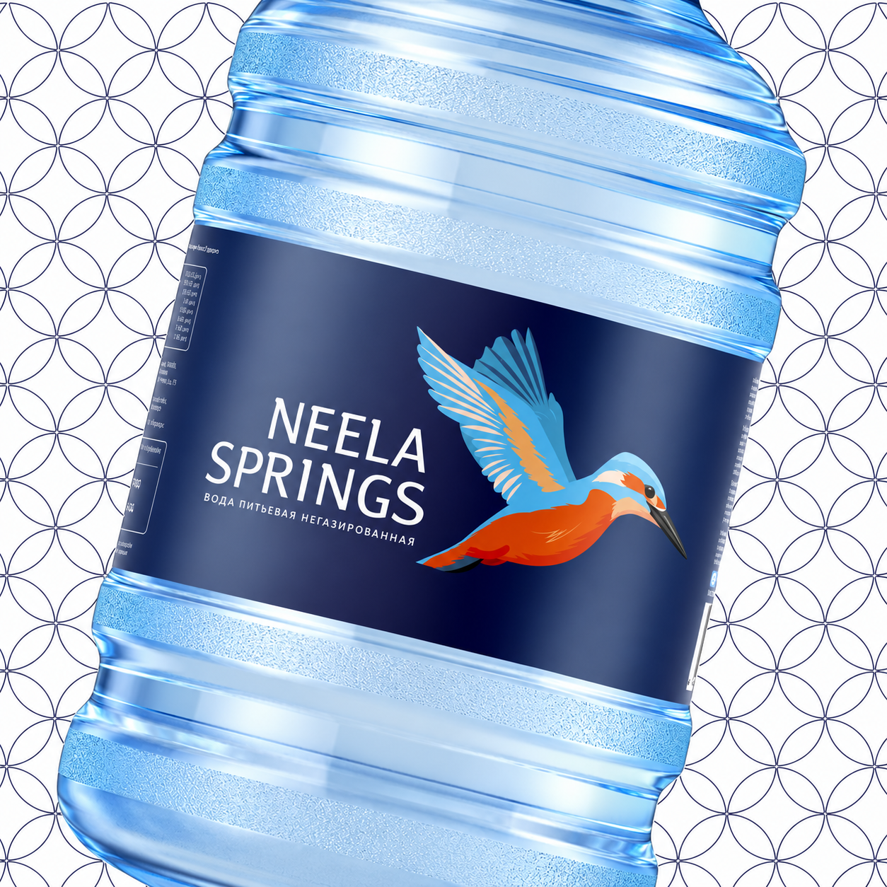 Концепция айдентики Neela Springs с образом зимородка